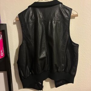 Women's Black Leather Vest